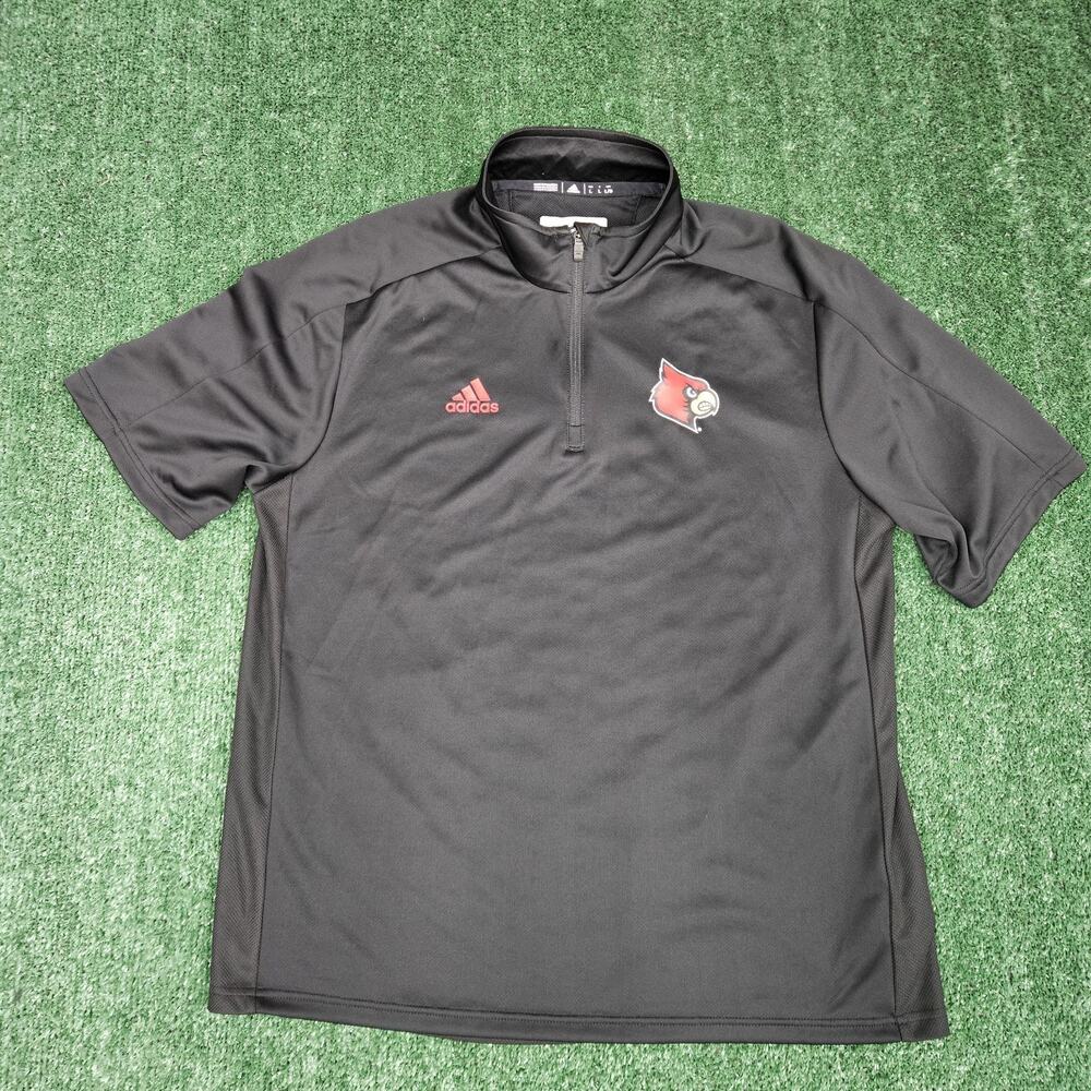 Louisville Cardinals Adidas Climalite Short Sleeve 1/4 Zip Training Shirt Mens L